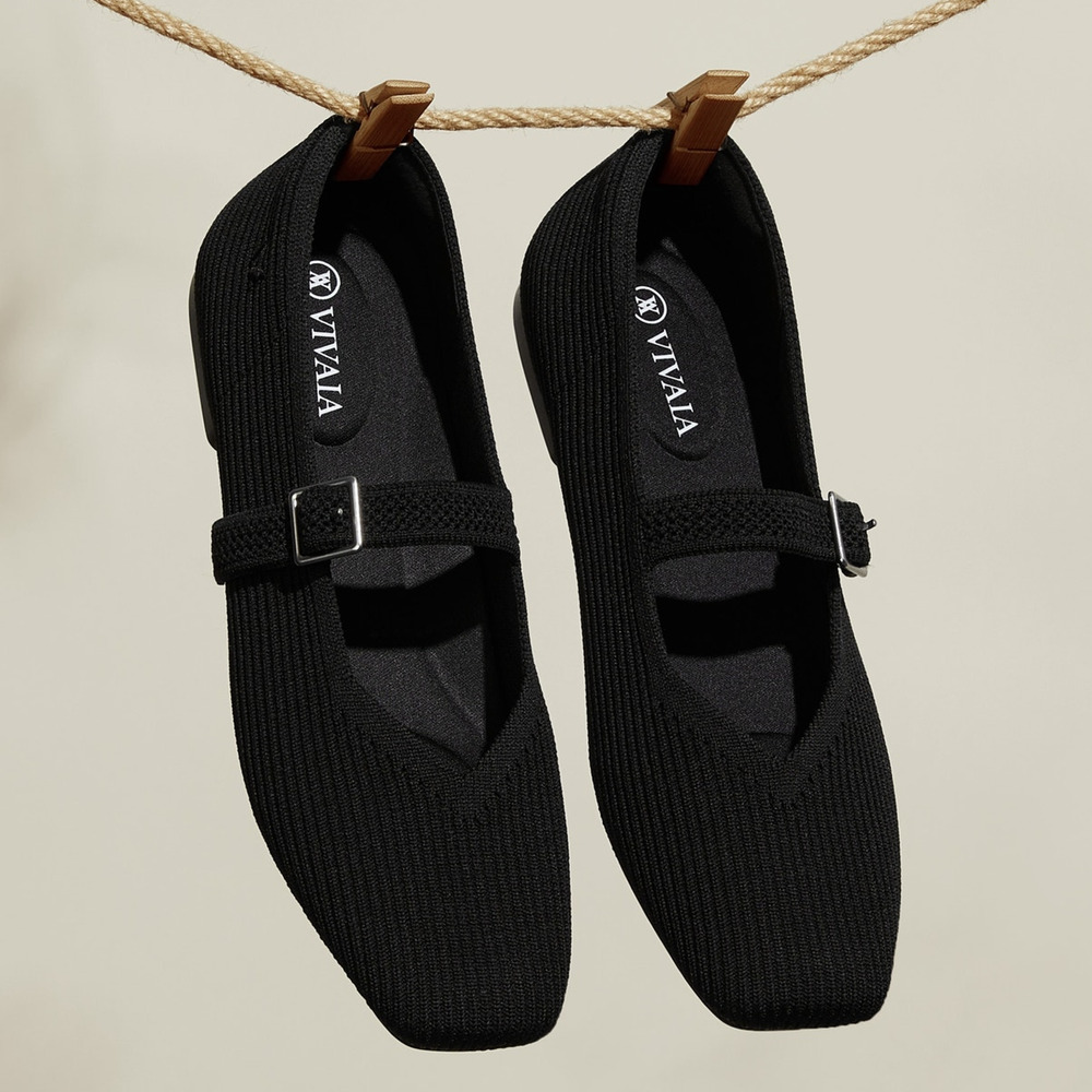 Vivaia Margot Mary Jane Comfort OldMoney Washable Arch Support Flats Black 10.5